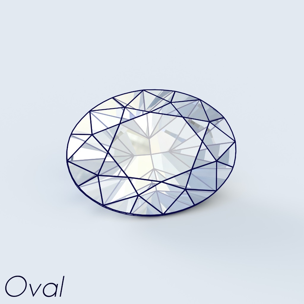 Illustration of an oval cut diamond