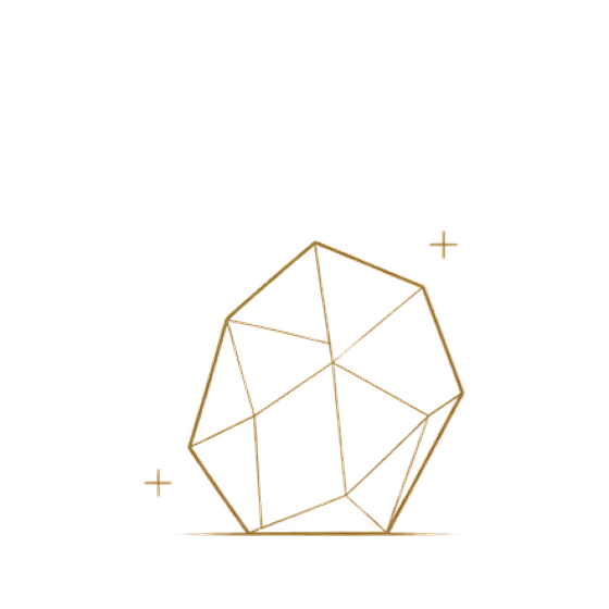Line drawing of a rough, uncut diamond crystal